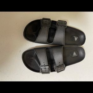 Slide on black sandals